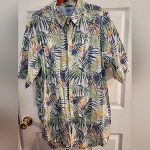 Izod Saltwater, bird of paradise tropical shirt, sz XLT